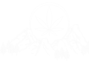 Elevated Exotics cannabis dispensary pot leaf in mountains design.